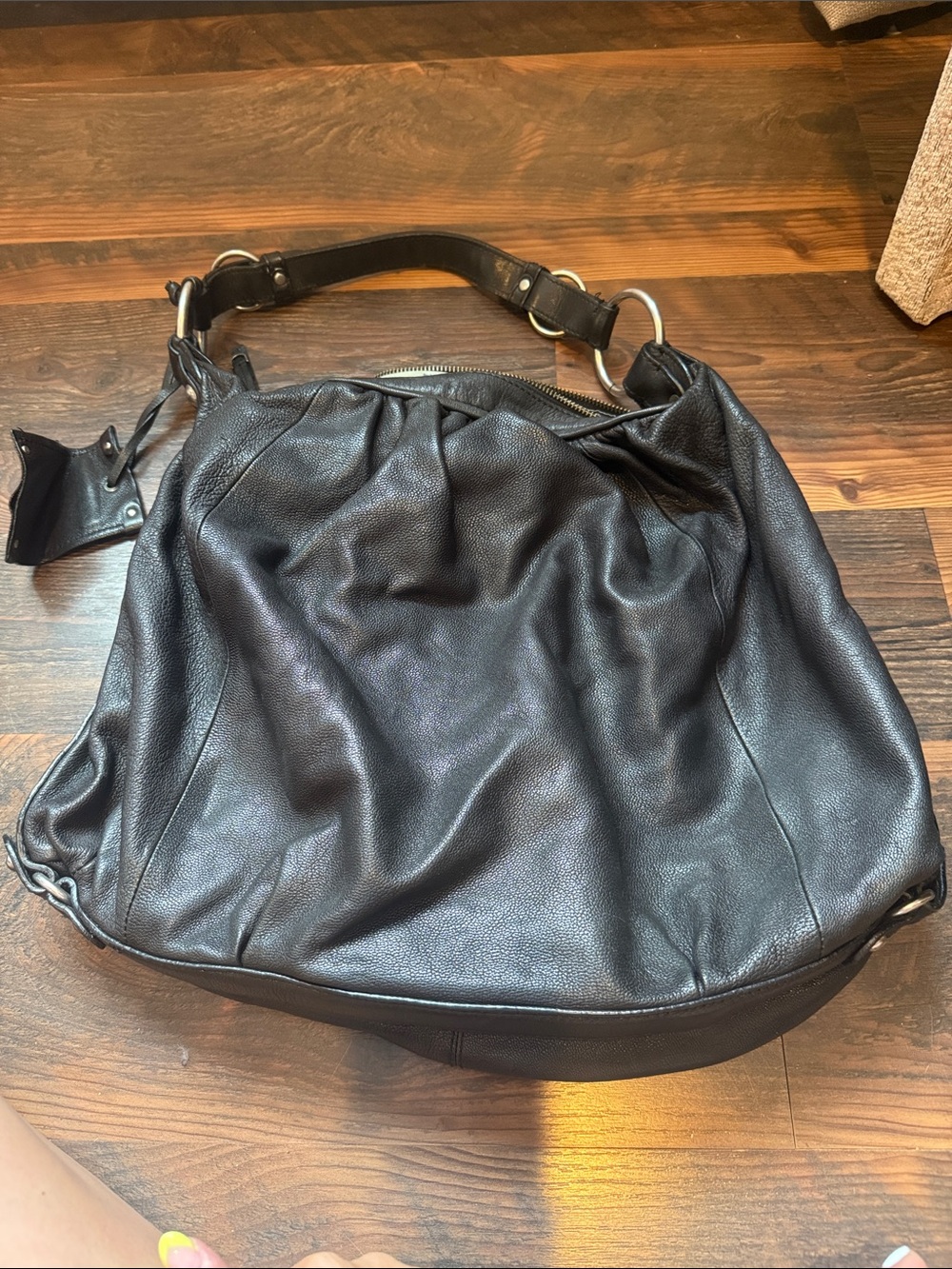 Juicy Couture Black Gathered Leather Hobo Bag - Picture 2 of 6